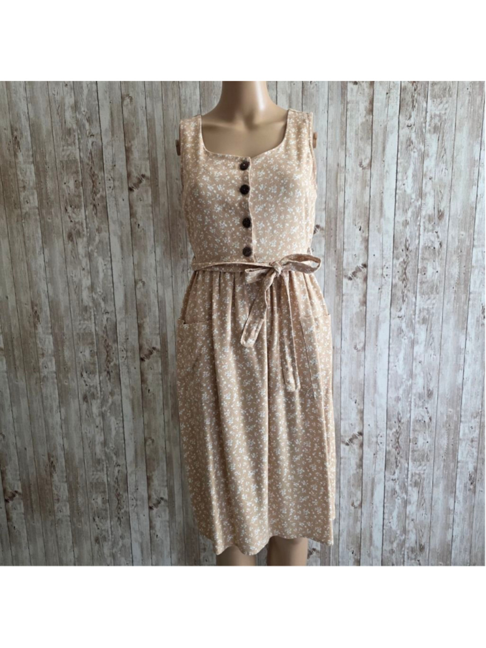 Monteau Los Angeles Beige Floral Midi Dress S